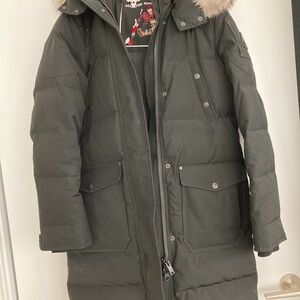 Moose Knuckles Black Jacket with Fur Trim